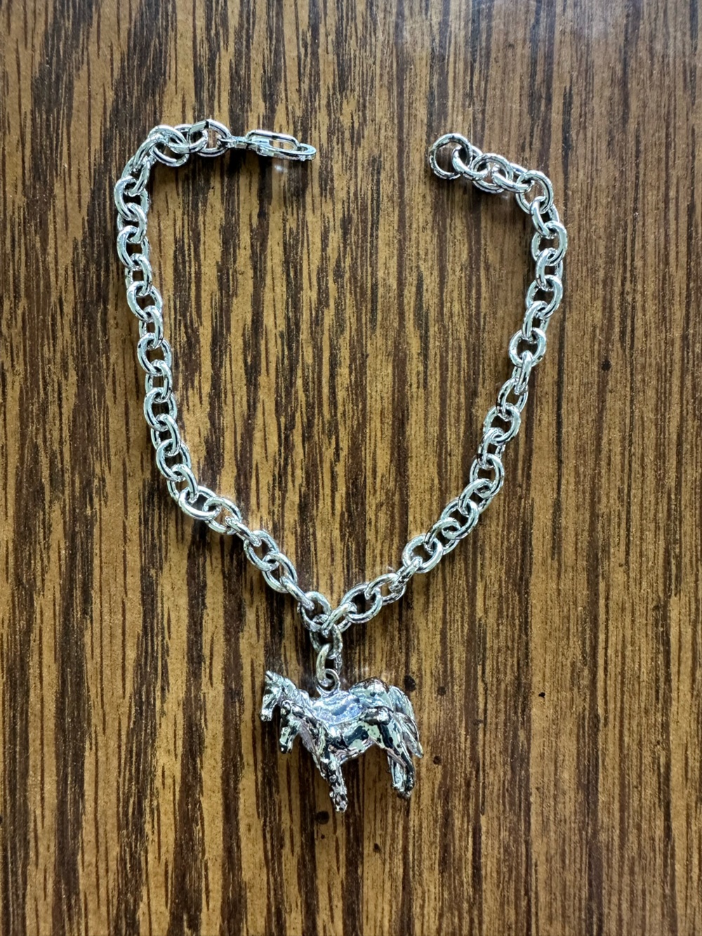 Silver Chain Bracelet with Horse Pendant - Women Jewelry